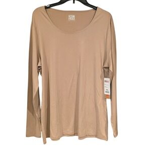 32 Degrees Heat Long Sleeve Scoop Neck Top Powder Pink XXL